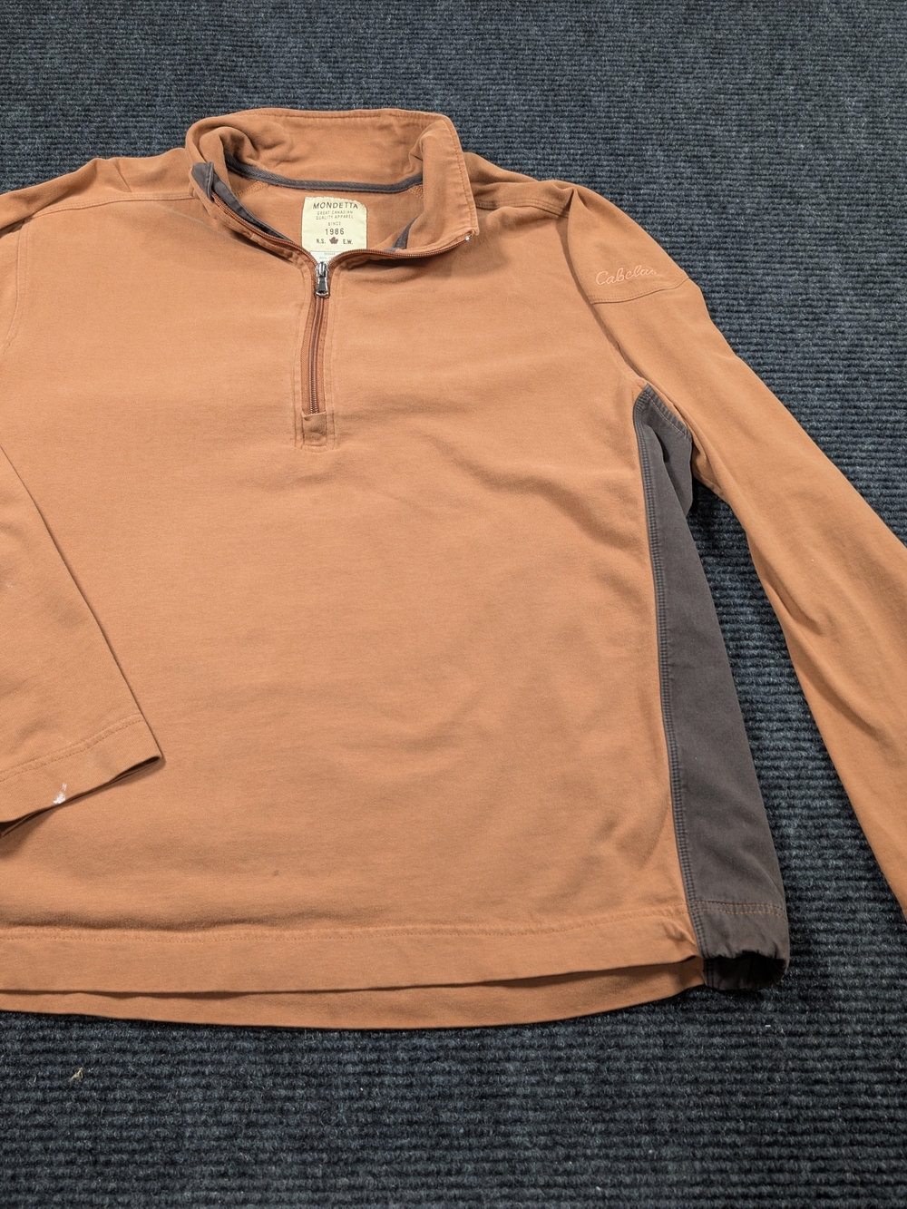Mondetta x Cabela's 1/4 Zip Pullover XL Cotton Burnt Orange Brown Earth Tone